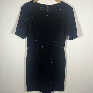 Ivy +‎ Blu size 8 black knit dress with metal stud details